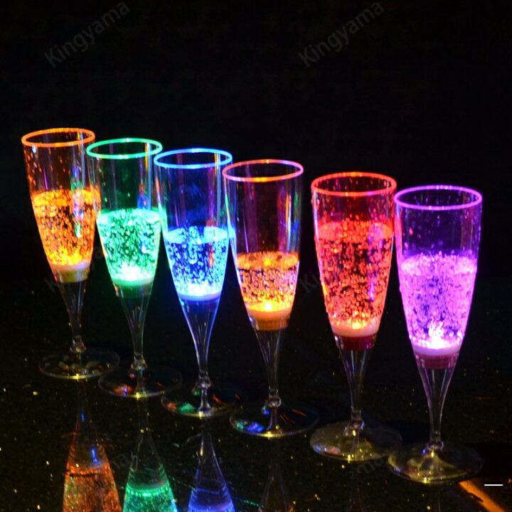 楽天市場】LED シャンパングラス コップ 6個セット 光るシャンパン 