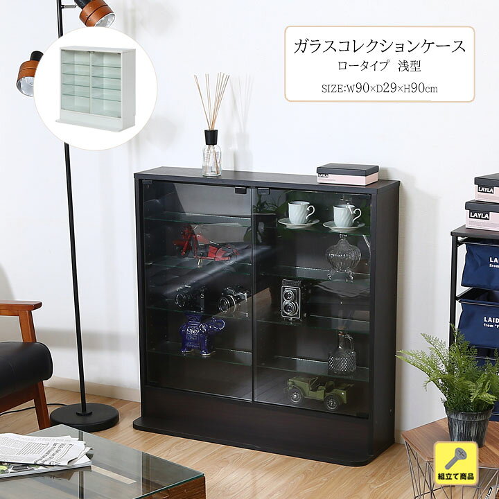 楽天市場】【送料無料】ガラス コレクションケース ロータイプ 浅型 