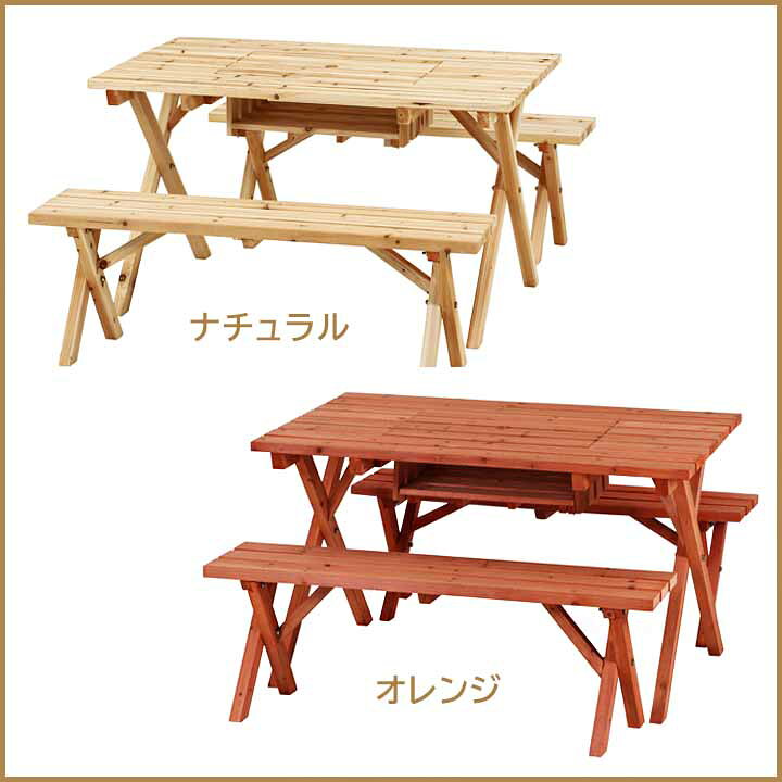 楽天市場】杉材 BBQテーブル＆ベンチセット （コンロスペース付） [fbc 