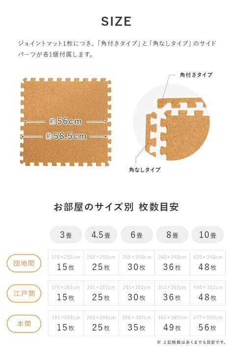 楽天市場】コルクマット 大判 12畳 60cm サイドパーツ付き 超大判 