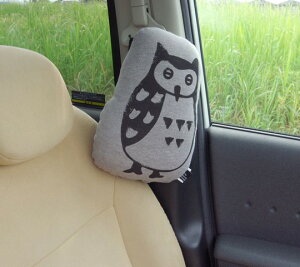シートベルト クッション 枕 フクロウ 「ルース シートベルト 枕」 約28×20cm グレー ネイビー 車用クッション カークッション まくら マクラ マイクロ綿 やわらか ドライブ 送料無料