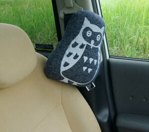 シートベルト クッション 枕 フクロウ 「ルース シートベルト 枕」 約28×20cm グレー ネイビー 車用クッション カークッション まくら マクラ マイクロ綿 やわらか ドライブ 送料無料