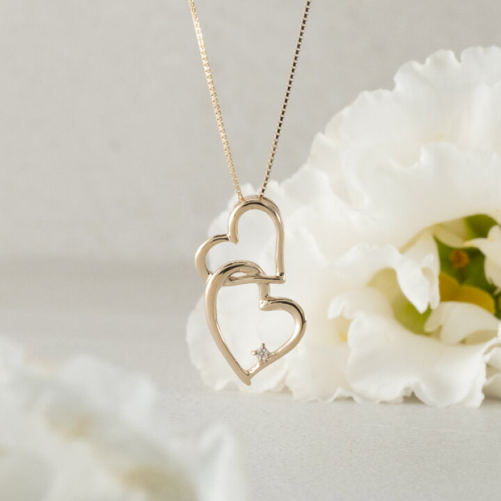 楽天市場】ダイヤモンド オープンハート ネックレス K10YG 宝石 40代  