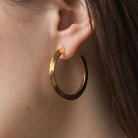 【スーパーセール／50%OFF】【キャンペーン】エッジデザイン フープ ピアス L サージカルステンレス ステンレス 金アレ イエローゴールド シルバー ゴールド レディース スタッドピアス YG SV 金属アレルギー 肌に優しい 人気 シンプル 20代 30代 40代 トレンド