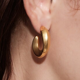 【スーパーセール／50%OFF】【キャンペーン】ピアス ボリューム ハーフ フープ サージカルステンレス チャンキー ステンレス 金アレ イエローゴールド シルバー ゴールド レディース スタッドピアス YG SV フープピアス 金属アレルギー 大きめ 大ぶり 肌に優しい 人気