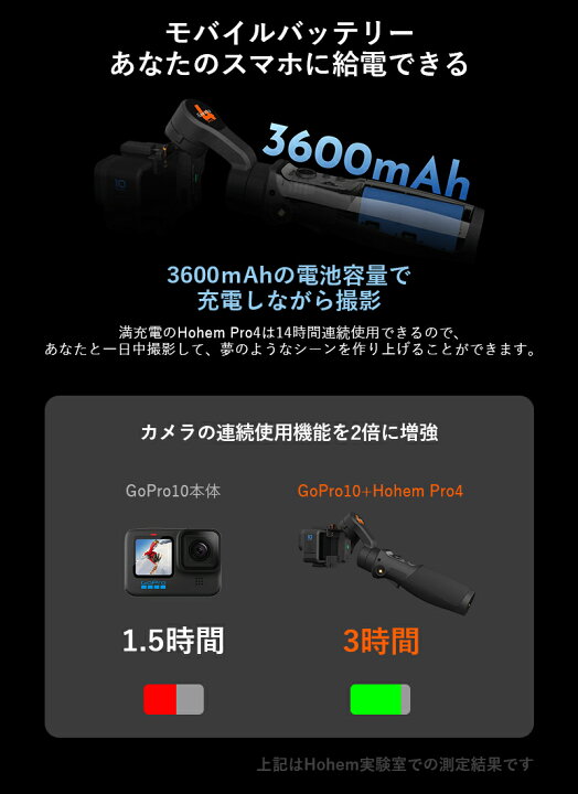 楽天市場 1000円クーポン 5倍ポイント Hohem Pro4 Gopro 自撮り棒 Gopro アクセサリー クションカメラ 三脚付き 三脚 アクションカメラ ジンバル セルカ棒 アクションカメラ 4k 手ぶれ補正 3way ゴープロ 3way自撮り棒 アクセサリー 1080p Gopro Hero10 9 8 7 6 5 4