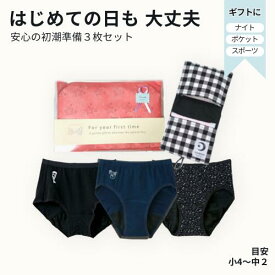 初潮 セット 3枚 生理用ショーツ 小学生 初めて の 生理 準備 サニタリー ポーチ サニタリーポーチ ハンカチ グンゼ 吸水 月経 生理用品 サニタリーショーツ ジュニア お祝い プレゼント ショーツ パンツ 羽つき　夜用 ナプキン 人気 中学生 M 下着 女の子 140 150 165
