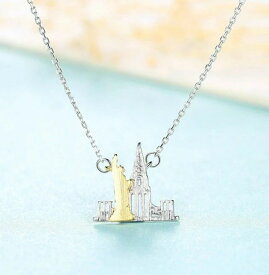 ネックレス 40 5cm アジャスター 引き輪 シルバー925 イエローゴールド シルバー 小豆 アズキチェーン 2色使い 石なし モチーフ 自由の女神 sn0341