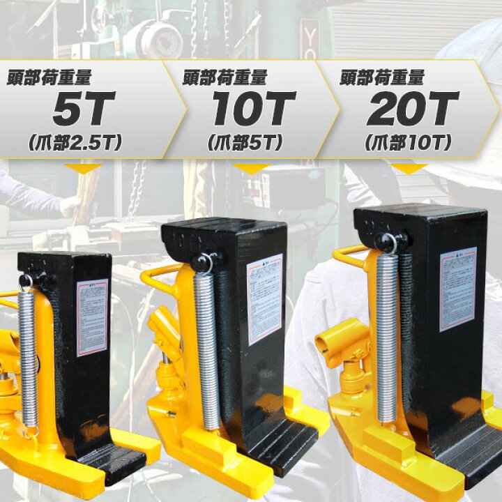 楽天市場】油圧式爪付きジャッキ 耐荷重 ヘッド部20t 爪部10t 