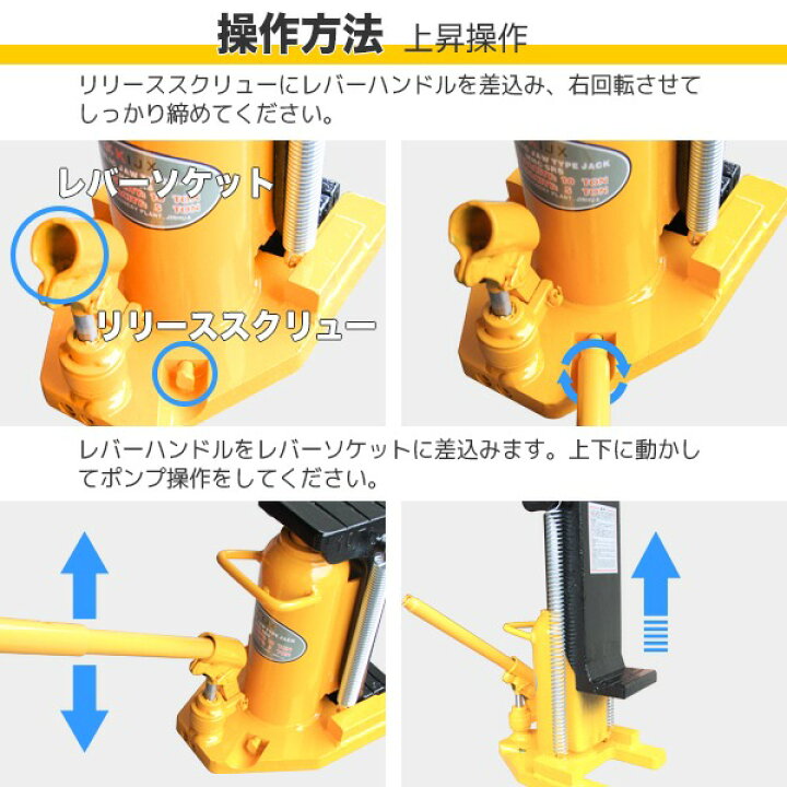 楽天市場】油圧式爪付きジャッキ 耐荷重 ヘッド部20t 爪部10t 