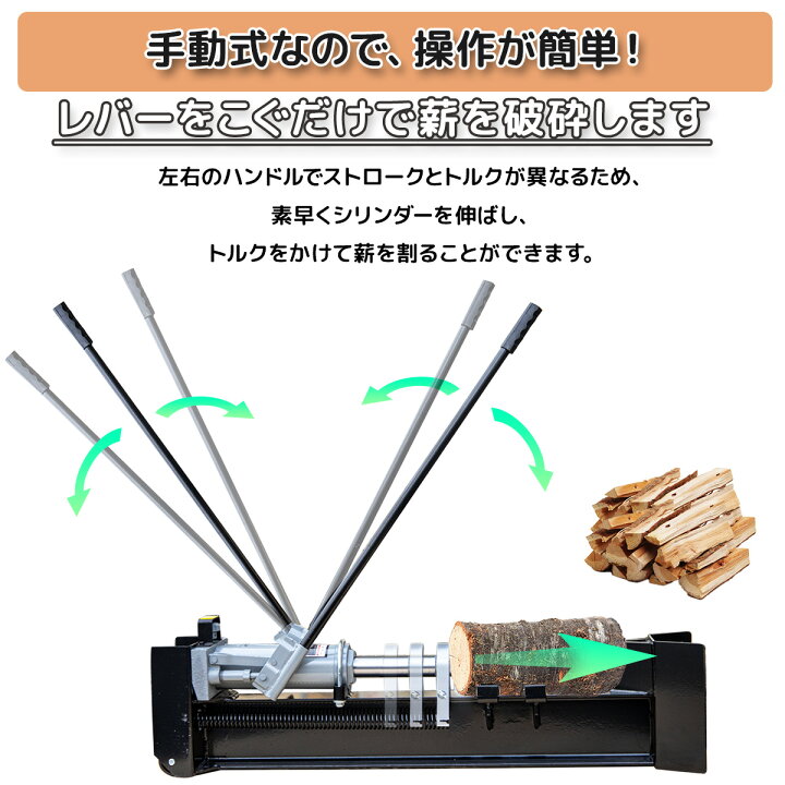 楽天市場】【お買い物マラソン 全品P10倍】手動油圧式薪割り機 破砕力 
