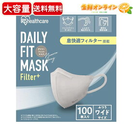 ≪100枚入≫【IRIS healthcare】アイリスオーヤマ デイリーフィットマスク 立体 フィルタープラス ニュアンスグレー 青箱 ふつうワイドサイズ 男女兼用 個包装 カラーマスク 立体マスク 不織布マスク 使い捨てマスク 小顔マスク 血色マスク【コストコ】★送料無料★