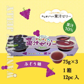【カップゼリー】わんぱくたちの果汁ゼリー(グレープ)3個入×12