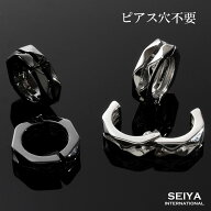 【楽天1位】 フェイクピアス メンズ イヤリング イヤーカフ フープイヤリング ダイヤカット 両耳 2個セッ…