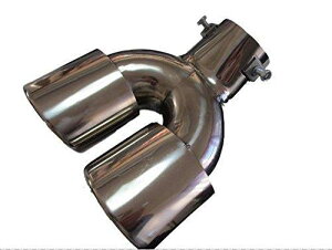 汎用 マフラー カッター 下向き 2本出し シルバー オーバル ステンレス 製