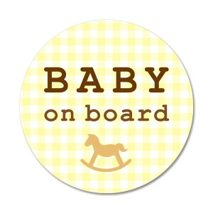 SignStore ΂̃MK`FbNBaby on boardXebJ[ a11.5cm }`J[ rj[ { hH sticker_car_natural_06_gingham_Baby