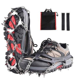 JEELAD アイゼン 19本 24本爪 チェーンスパイク カンジキ 201ステンレス製 スノースパイク 軽量 かんじき 転倒防止 靴底用 簡単装着 登山