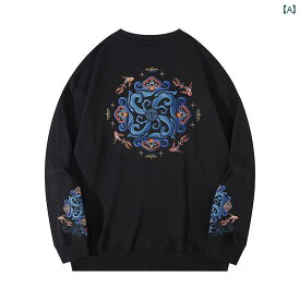 メンズ レディース 刺繍 男性用のヘビーウェイトコットン製のプルオーバースウェットシャツ。シンプルな日常使いに適した汎用的な刺繍プリントが施されており、快適な通勤や休日スタイルに最適な丸 c ネックのトップスです。