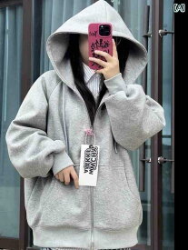 パーカー　フード付き　ニット WAKKF セーター ジャケット 春 カーディガン BM 400 G ヘビー オーバー サイズ カップル ジッパー