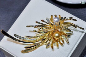 アクセサリー　パール　ジュエリー ファッション 個性 パールブローチ 大型 高級 誇張 ピン ライト ブローチ コサージュ 女性用