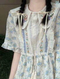 レディース　シャツ　カジュアル 女性用 花柄 ドレス 2025 春夏 森林 風 田園 レトロ スタイル スイート ドール カラー 小柄 ロング
