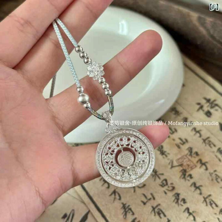 楽天市場】ペンダント ネックレス アクセサリー 999 銀 回転 八 宝 