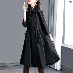 エレガントな 英国 風 トレンチコート レディース ミドル 丈 ウィンドブレーカー レディース 秋 服 2025 新作 ハイ エンド レディース おしゃれ ブラック 中年 ママ コート