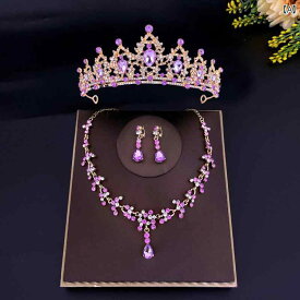 子供用 プリンセス アクセサリー 子供用 クラウン ヘッド ドレス ネックレス 耳 クリップ クラウン セット パープル ヘッド ドレス プリンセス ガール ノン ピアス イヤリング ヘア アクセサリー