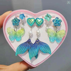 子供用 プリンセス アクセサリー 女の子用の かわいい 新しい 子供用 耳 クリップ（ 穴なし）、 マーメイドプリンセスの 紫色の 耳 クリップ、 シェルフィッシュ テール イヤリング