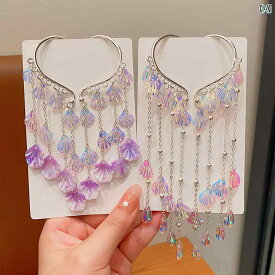子供用 プリンセス アクセサリー 子供用 マーメイド イヤリング オーシャン シェル イヤリング 女の子用 スーパー フェアリー タッセル 耳 穴なし プリンセス イヤリング 女の子用 ヘッド ドレス