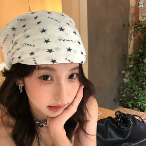 ヘア スカーフ 夏に 活躍 する 女性用 韓国 コットン& リネンの 星 柄 ヘッド スカーフ、 Y 2 K ミレニア ル 世代の ホットティー トレンド、 多 機能 スクエア スカーフ、 シルクスカーフ、