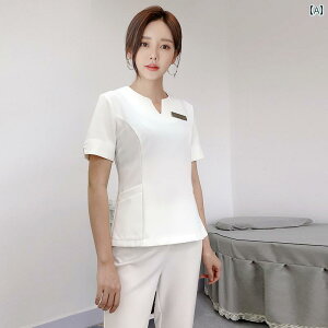 美容院 美容 師 作業 服 女性 新しい 夏の 美容 師 作業 服 レディーススーツ 健康 マッサージ 足 湯 肌 管理 美容 サロン 技術者 服
