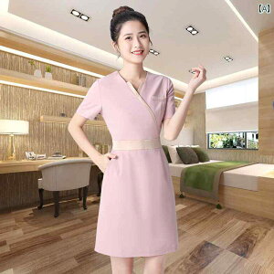 美容院 美容 師 作業 服 レディース 春と 夏の 美容 師の 仕事 服 女性の 美容院 健康 センター 足 湯 技術者の 気質の 高級 半袖 スーツの 服装