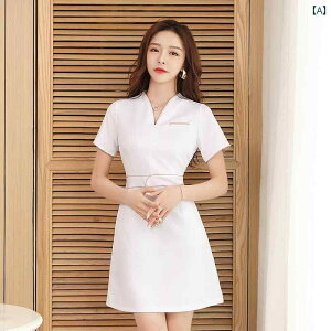 美容院 美容 師 作業 服 レディース 新しい 美容 師の 黒い 服、 健康 クラブの 夏の 作業 服、 スリムで 伸縮性の ある ドレス、 マニキュア リストの スーツ