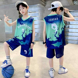 子供用バスケットボールユニフォーム 男の子用 バスケットボール ユニフォーム 速 乾 スーツ ベビー ノースリーブベスト 夏 服 子供用 男の子 夏用中・大 サイズ 子供用 スポーツジャージ
