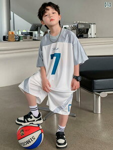 子供用バスケットボールユニフォーム 子供用 バスケットボール ユニフォーム 男の子 半袖 速 乾 スーツ 夏 2024 新しい 中型と 大型の 子供用 夏 服 アイス シルク スポーツ ジャージ
