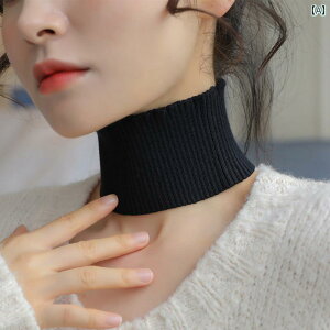 レディース ネックカバー ハーフ ハイ カラー ストライプニット マフラー 2024 早春 新作 フェイク カラー 万能 ネック カバー セクシーな セーター カラー 装飾