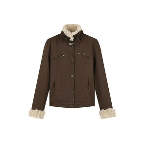 レディース ミリタリージャケット ブラウンの レトロな モーター サイクル スタイルの ジャケット、 女性用 冬用、 新しい スタイルの ウエスト スリム デザイン、 パッド入りの 厚手の ジ