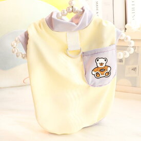 ドッグウェア 犬服 春夏 メッシュ Tシャツ クマ ポケット付き 通気性抜群 涼しい 小型犬 チワワ トイプードル Dカン付き 抜け毛防止 お散歩 お出かけ ペット用品 蒸れにくい かわいい カットソー 夏用