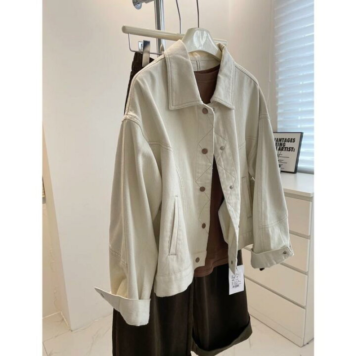 楽天市場】レディース ベージュ デニム ジャケット 春秋 ゆったり 