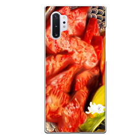 Galaxy Note10+専用 リアル肉とねこ にく 焼肉 生肉 牛肉 豚肉 白猫 猫 ネコ 油絵 おしゃれ 可愛い おもしろスマホケース ディナー 油彩画