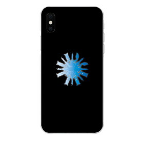 iPhone XR専用 サソリ風オブジェ アート ブラック シンプル グラデーション ライトブルー 黒 水色 クール シルエット