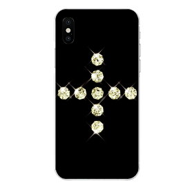 iPhone XR専用 スパンコール風 スワロフスキー風 可愛い ブラック 十字 プラス イエロー 大 エレガント キラキラクロス