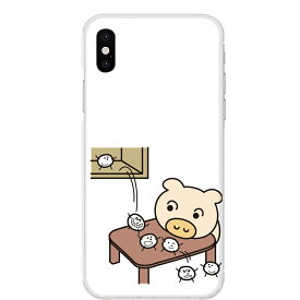 iPhone XR専用 豚 ブタ 棚からぼたもち 机 餅 アニマル 動物 可愛い PIGIZO LAND シンプル