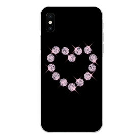 iPhone XS専用 スパンコール風 スワロフスキー風 可愛い ブラック ピンク 桃 大 キュート キラキラハート
