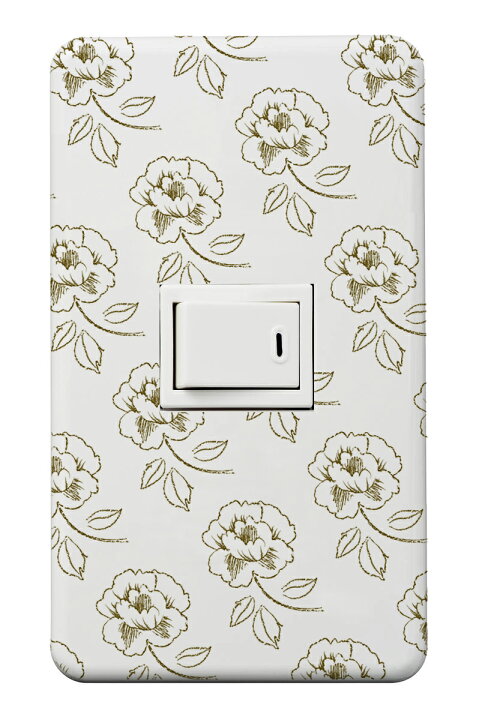 楽天市場 １口スイッチカバー おしゃれ 花柄パターン 手書き風 線画 シンプル 華やか 上品 セカデパ