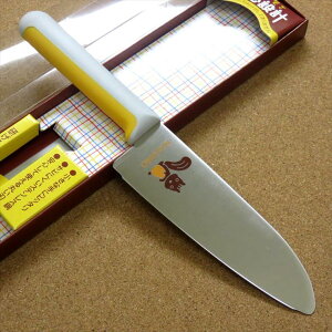 関の刃物 こども包丁 13cm (130mm) 正広 りす柄 ステンレス刃物鋼 エラストマー樹脂ハンドル 幼児向き 日本調理師教会推奨子供包丁 子供の小さい手にピッタリ 錆びにくく安心して使える丸い刃