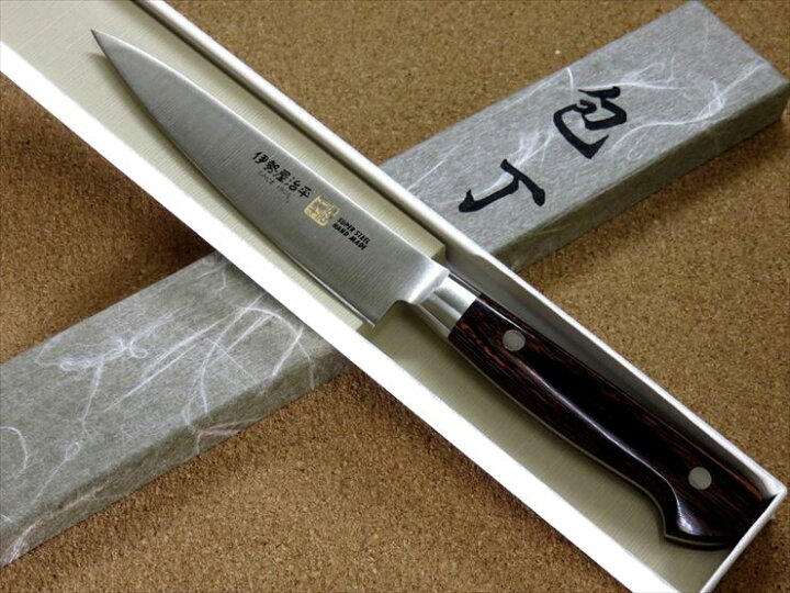 楽天市場】関の刃物 ペティナイフ 12cm (120mm) 伊勢屋治平 8A クロム 