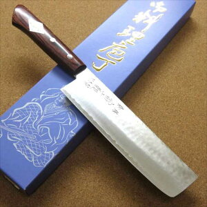 関の刃物 菜切り包丁 16.5cm (165mm) 富士觀 鎚目鍛造 本割込 3層鋼 V金1号 VG-1 ステンレススチール 家庭用の野菜全般を切る両刃包丁 キャベツの千切り 大根のかつらむきなど 国産日本製