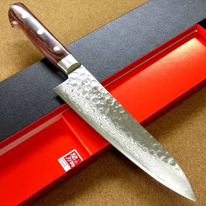 楽天市場】関の刃物 牛刀 18cm (180mm) 富士觀 鎚目鍛造 ダマスカス VG  